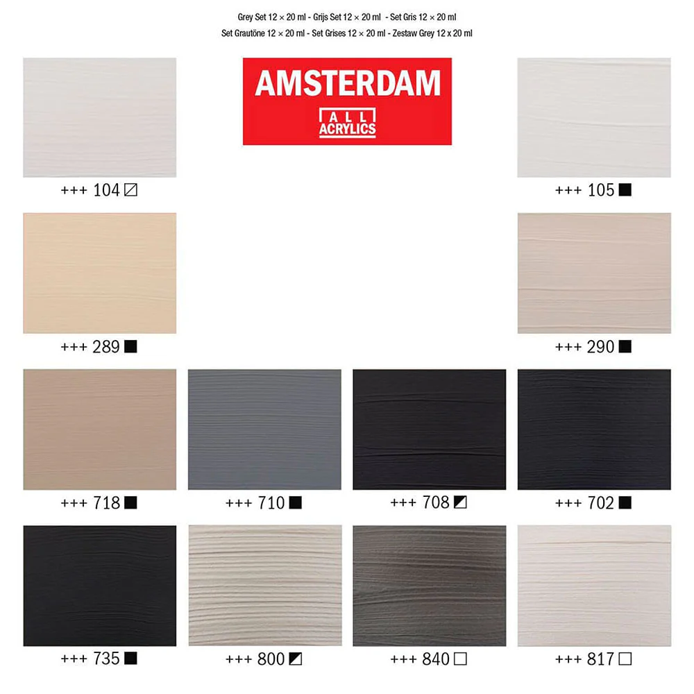 Amsterdam Standard Series - Set 12 Acrílicos 20 ml Grises - Image 6
