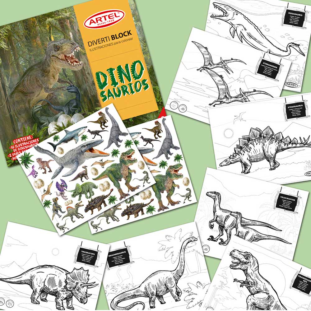 Artel Divertiblock - Block para Colorear Dinosaurios - Image 2