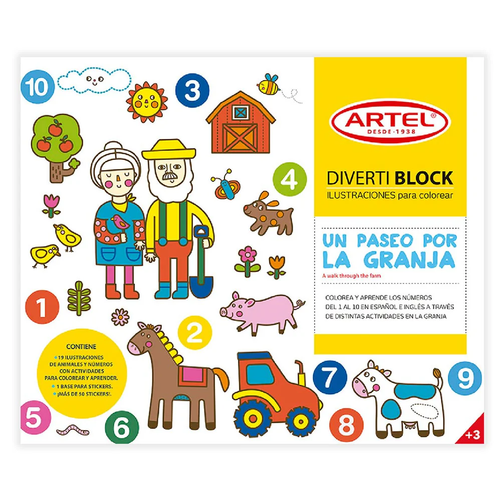 Artel Divertiblock - Block para Colorear Paseo en la Granja