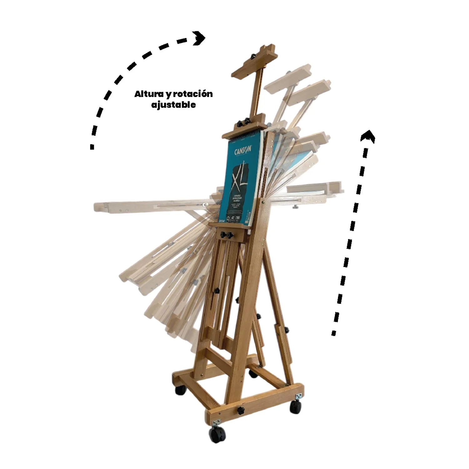 Atril de Madera de Haya Ajustable con Ruedas - Image 2