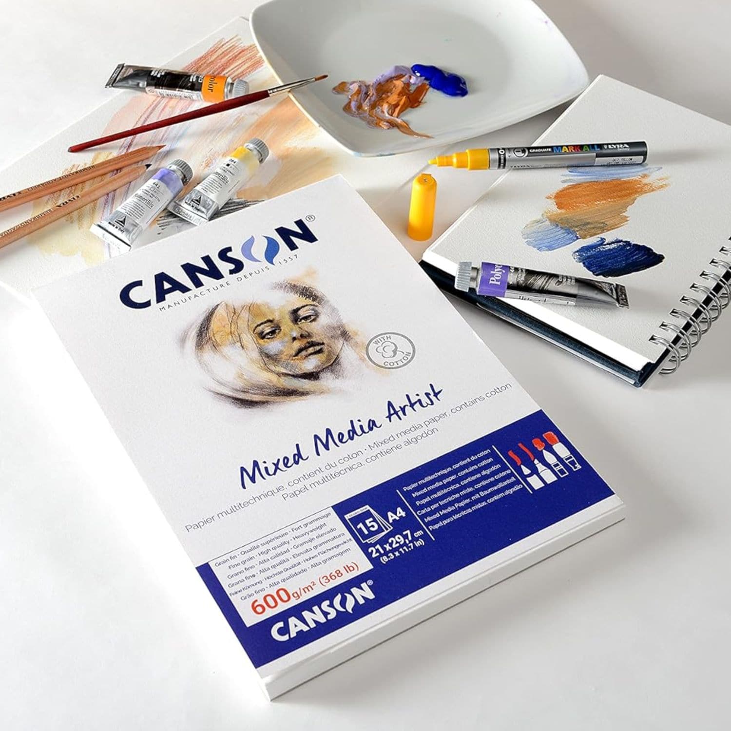 Canson Mixed Media Artist - Block Grano Fino 15 hojas 600 g/m2 A4 - Image 2