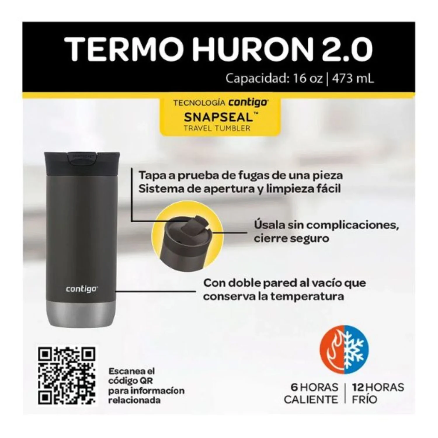 Contigo - Vaso Térmico Huron Snapseal 2.0 Mug 473 ml Blue Corn - Image 8
