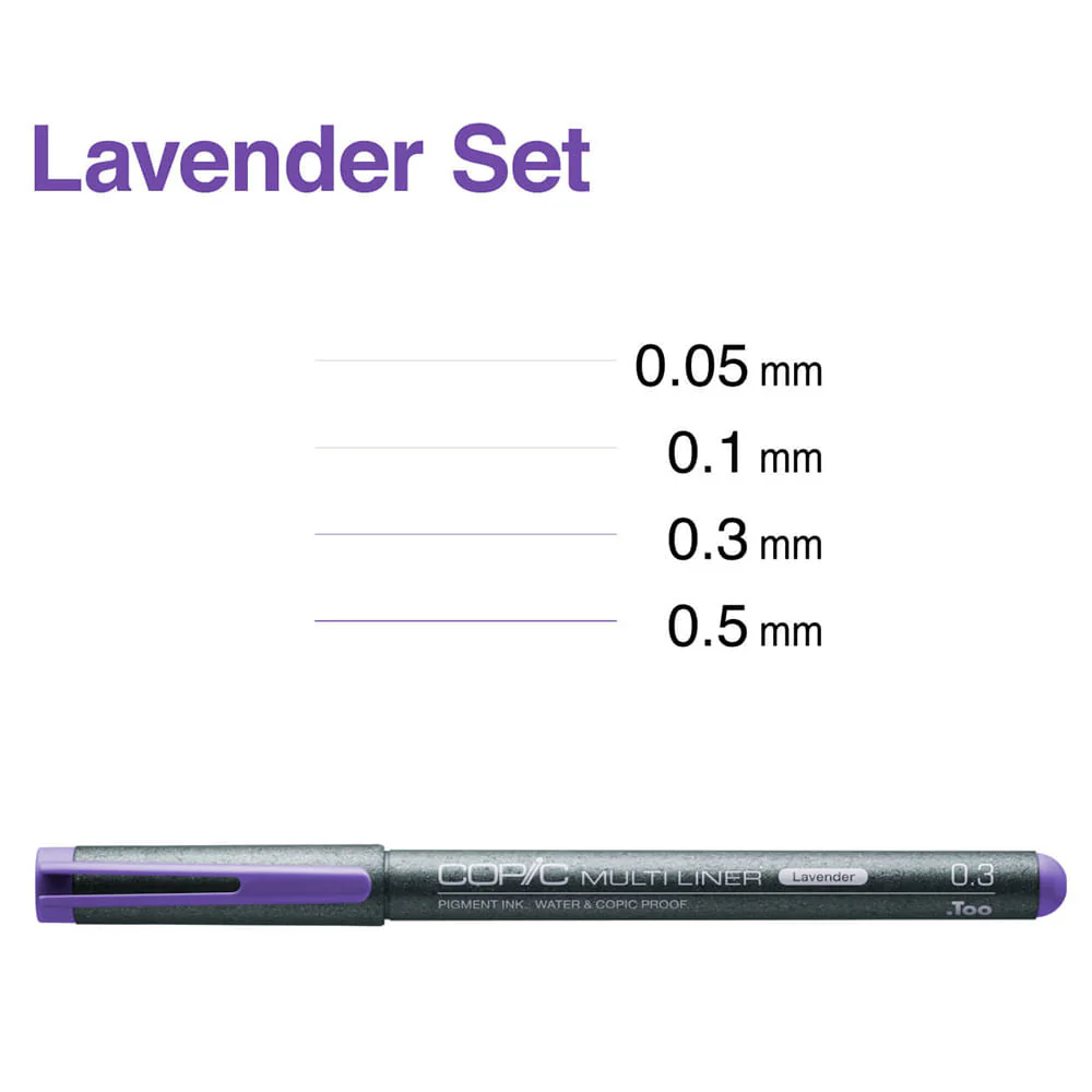 Copic Multiliner - Set 4 Tiralíneas Lavanda Puntas 005-01-03-05 - Image 2
