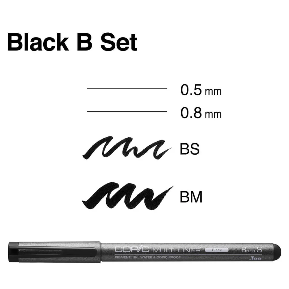 Copic Multiliner - Set 4 Tiralíneas Negro Punta Ancha - Image 4