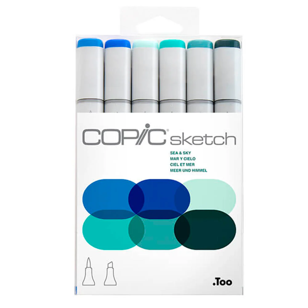 Copic Sketch - Set 6 Marcadores Sea and Sky Tonos Mar y Cielo
