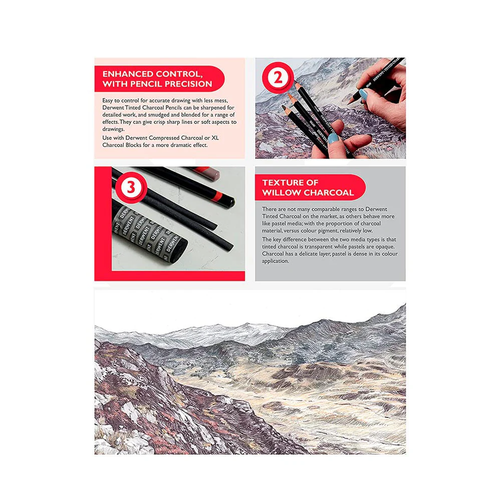 Derwent Tinted Charcoal - Set 6 Carboncillos de Colores - Image 6