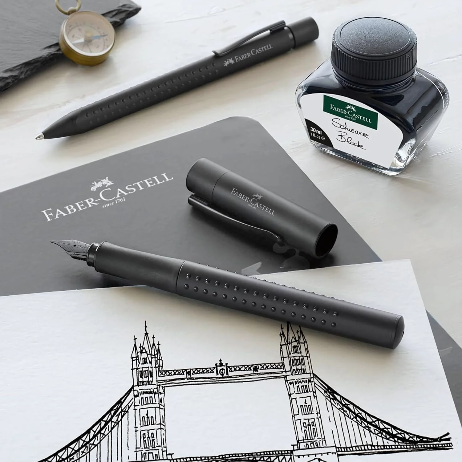 Faber Castell Grip Edition - Kit Pluma M y Bolígrafo XB All Black - Image 6
