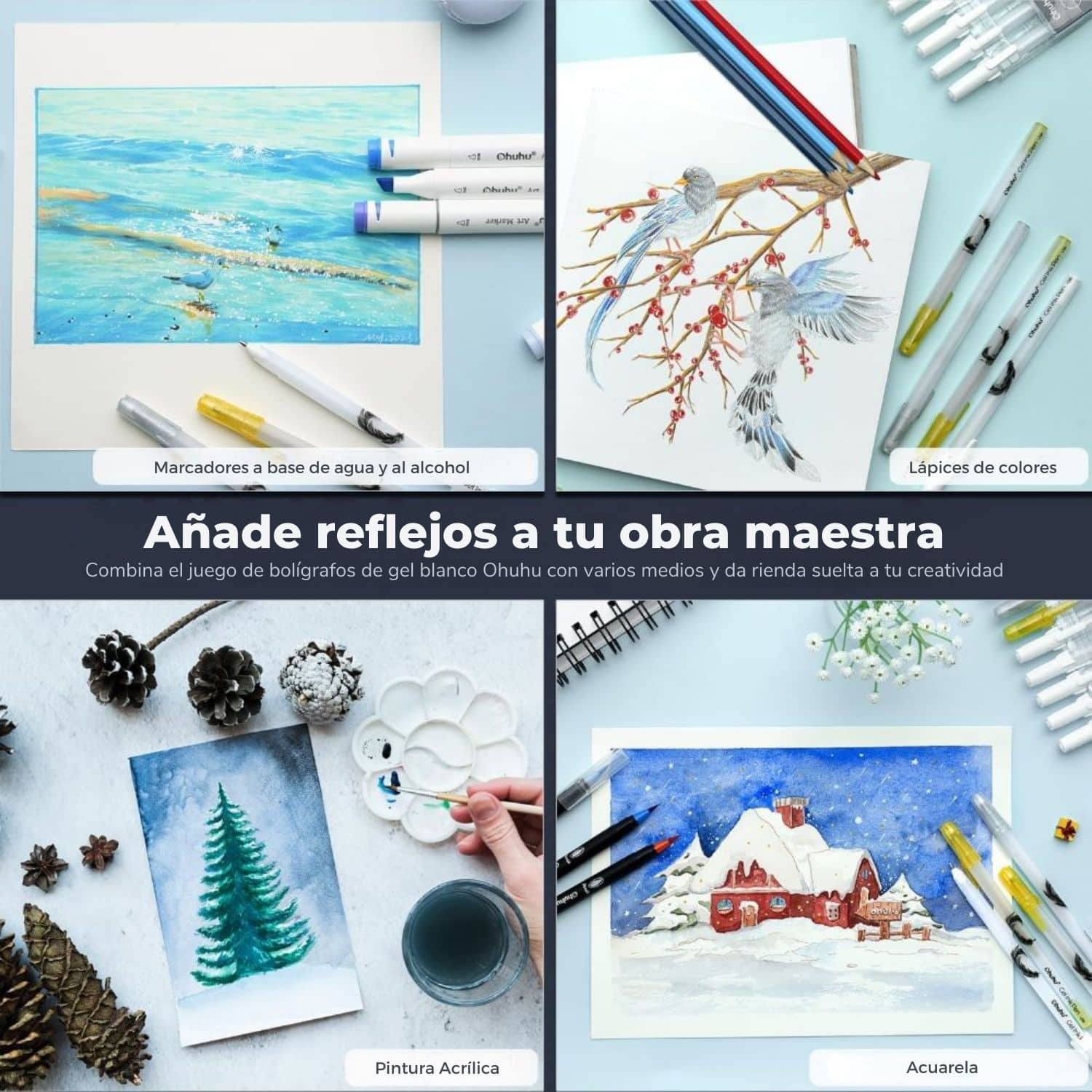 Ohuhu Gel Ink Pen - Set 12 Lápices Tinta Gel - Image 5