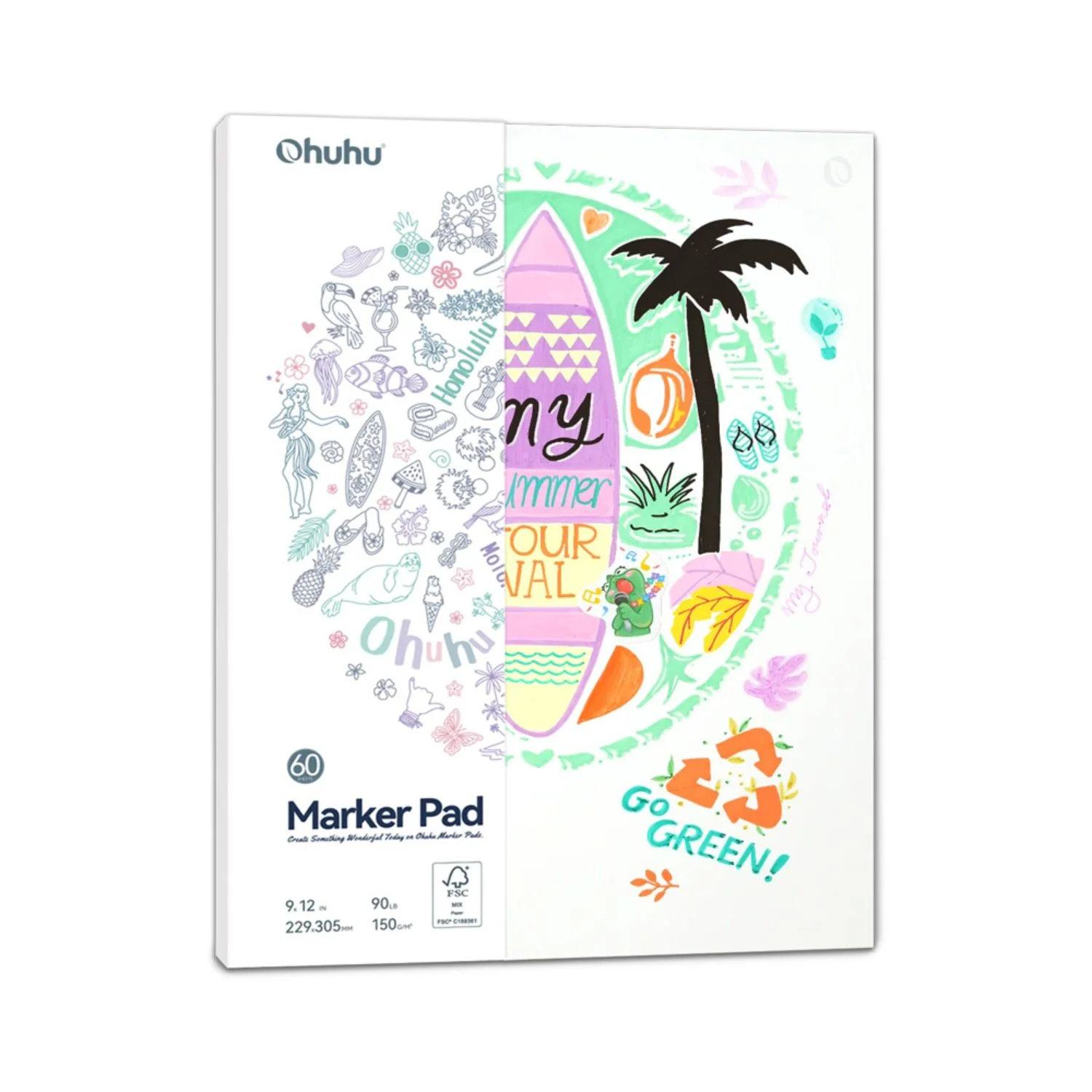 Ohuhu Marker Pad - Block para Marcadores 150 g/m2 60h 22,9 x 30,5 cm - Image 3