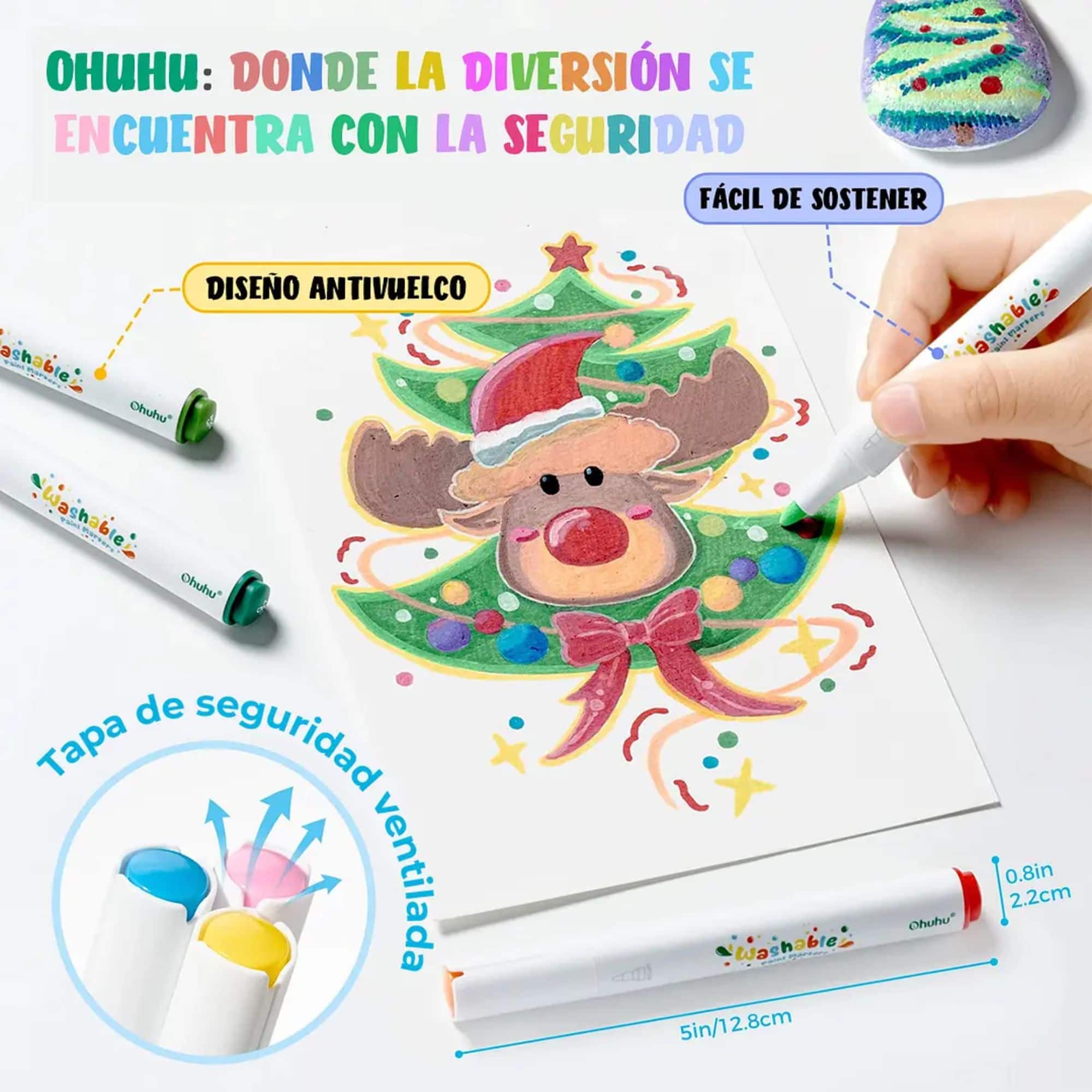 Ohuhu - Set 24 Marcadores Acrílicos Washable para Niños - Image 6