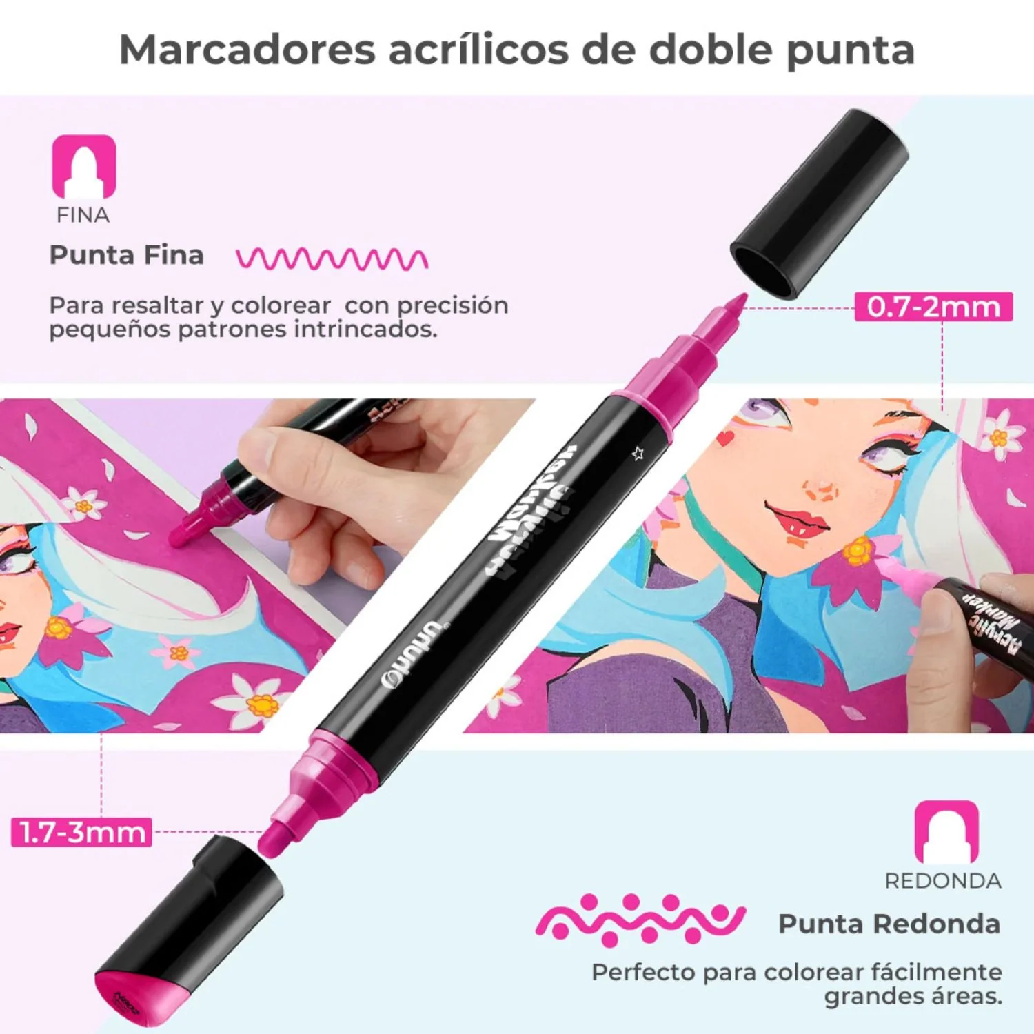 Ohuhu - Set 30 Marcadores Acrílicos Kakaako Doble Punta - Image 4