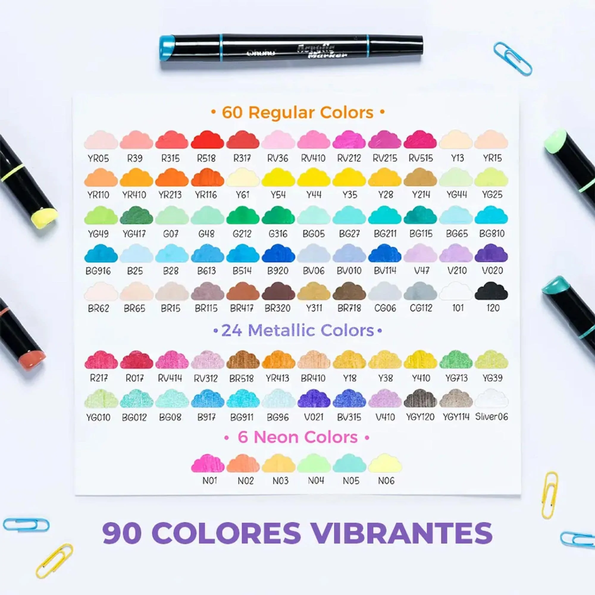 Ohuhu - Set 90 Marcadores Acrílicos Kakaako Doble Punta - Image 7
