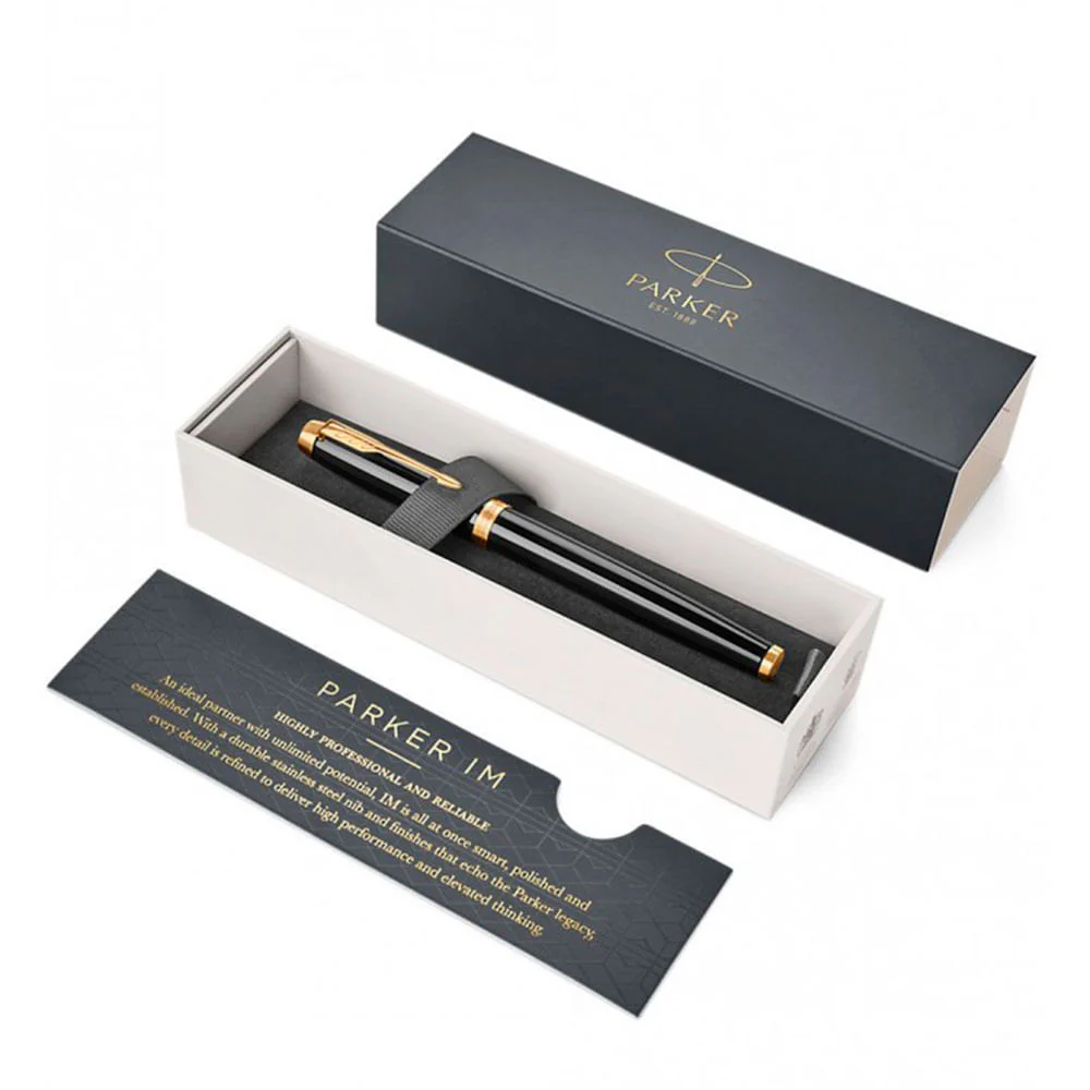Parker - Pluma IM Black & Gold Tinta Azul, Punta Media - Image 2