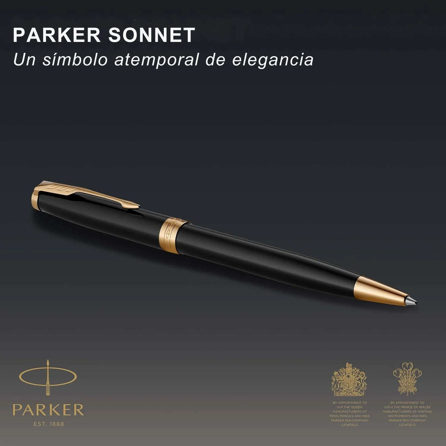 Parker Sonnet - Boligrafo Black Lacquer Gold Trim, Punta Media, Tinta Negra - Image 3