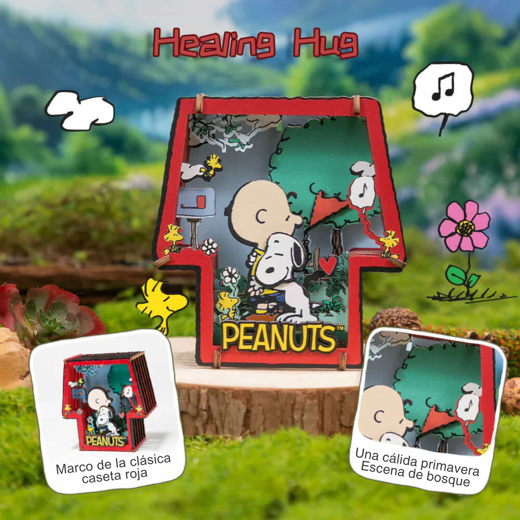 Puremind - Casa Miniatura Snoopy Healing Hug Wooden Theater - Image 4