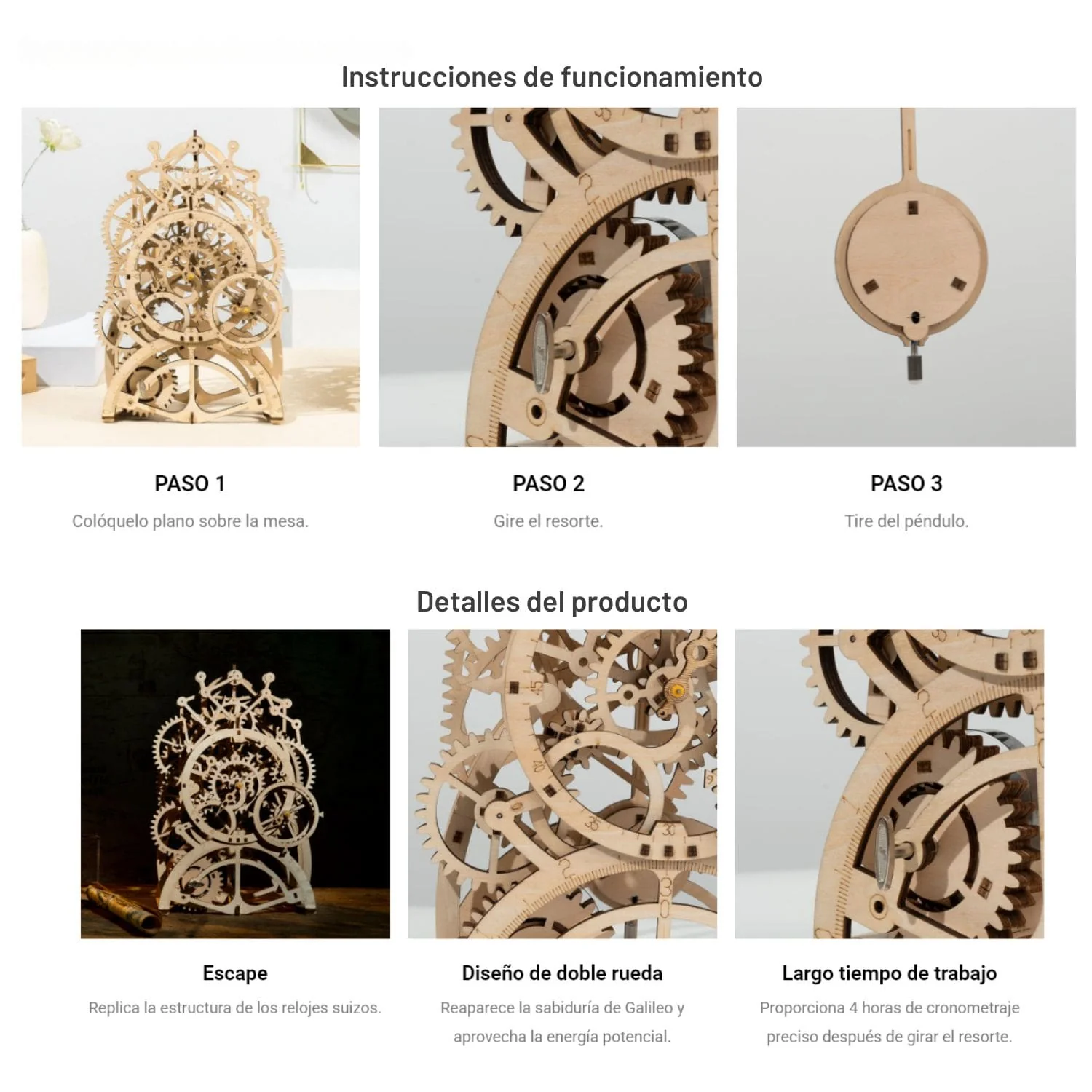Rokr Mechanical Gears - Puzzle 3D Pendulum Clock Reloj de Péndulo - Image 6