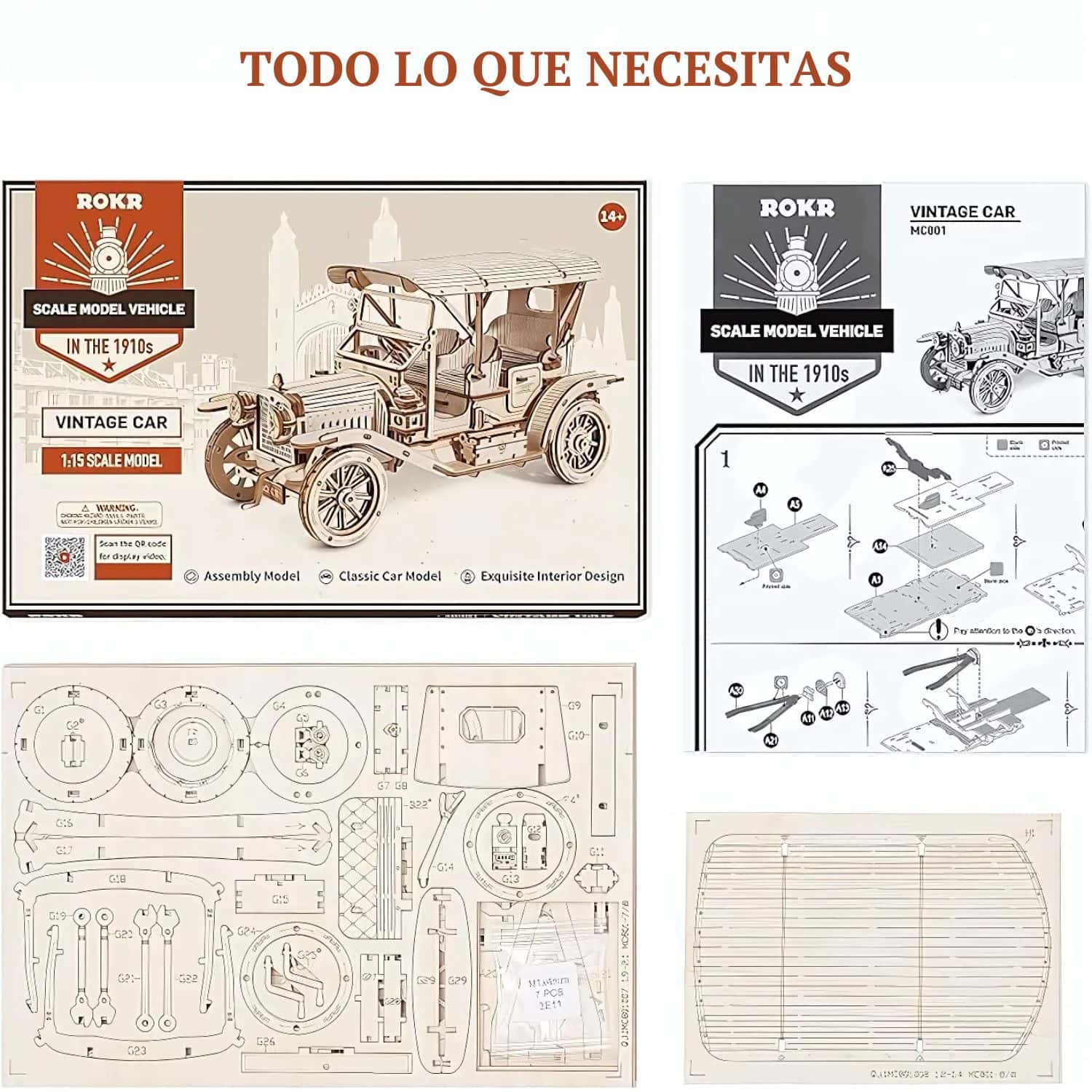 Rokr Scale Model Vehicle - Puzzle 3D Auto Antiguo Vintage Car - Image 6