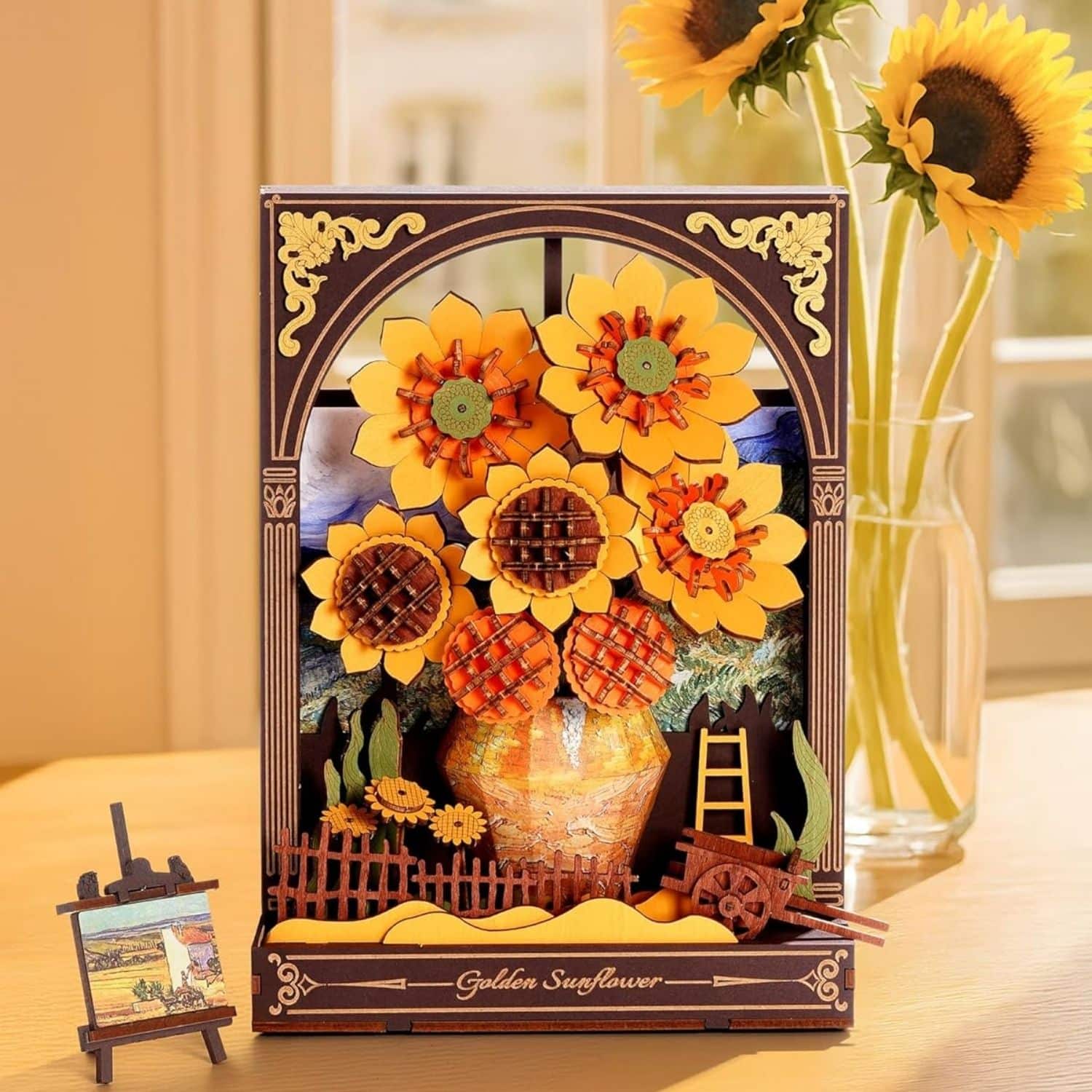 Rowood Artistic 3D Painting - Miniatura Armable Flor Golden Sunflower - Image 2
