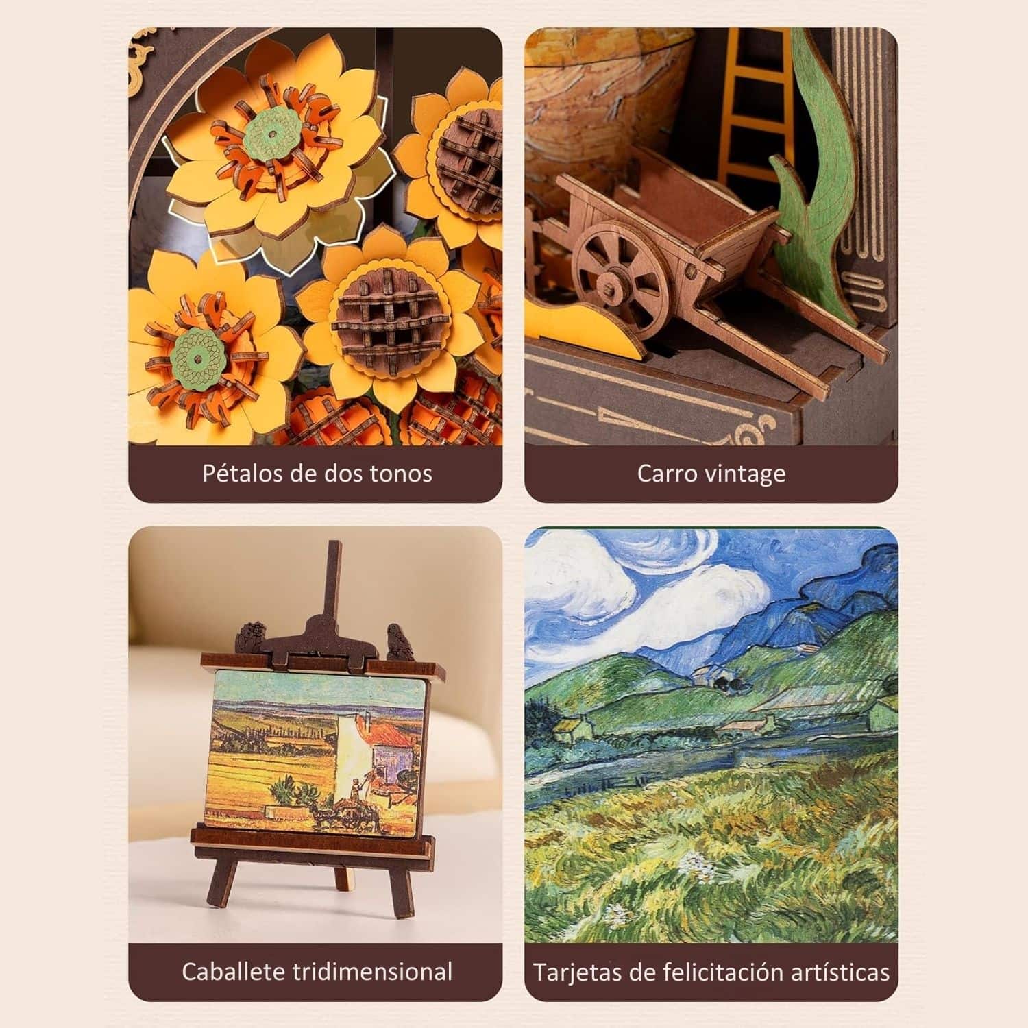 Rowood Artistic 3D Painting - Miniatura Armable Flor Golden Sunflower - Image 6