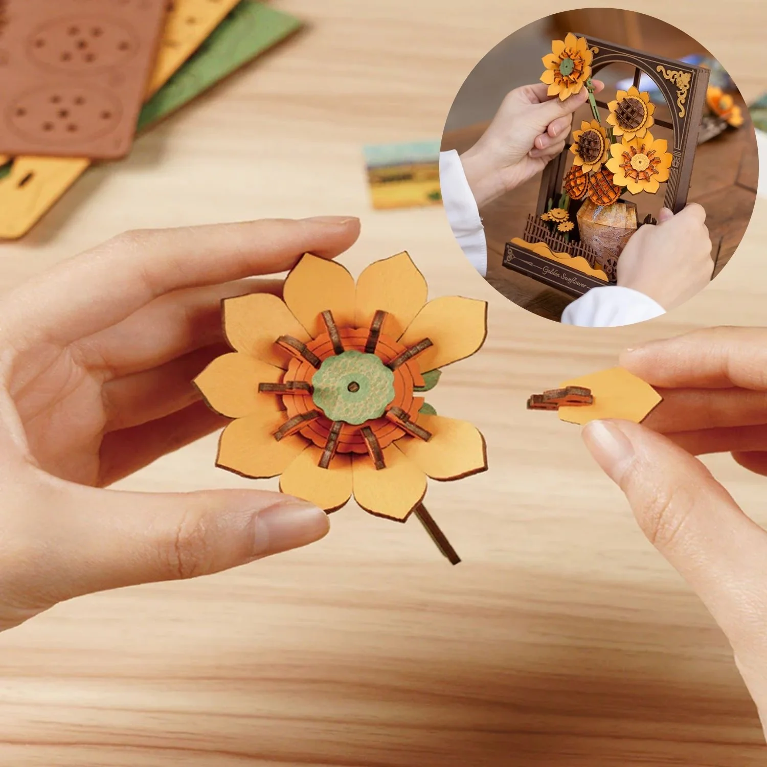 Rowood Artistic 3D Painting - Miniatura Armable Flor Golden Sunflower - Image 7
