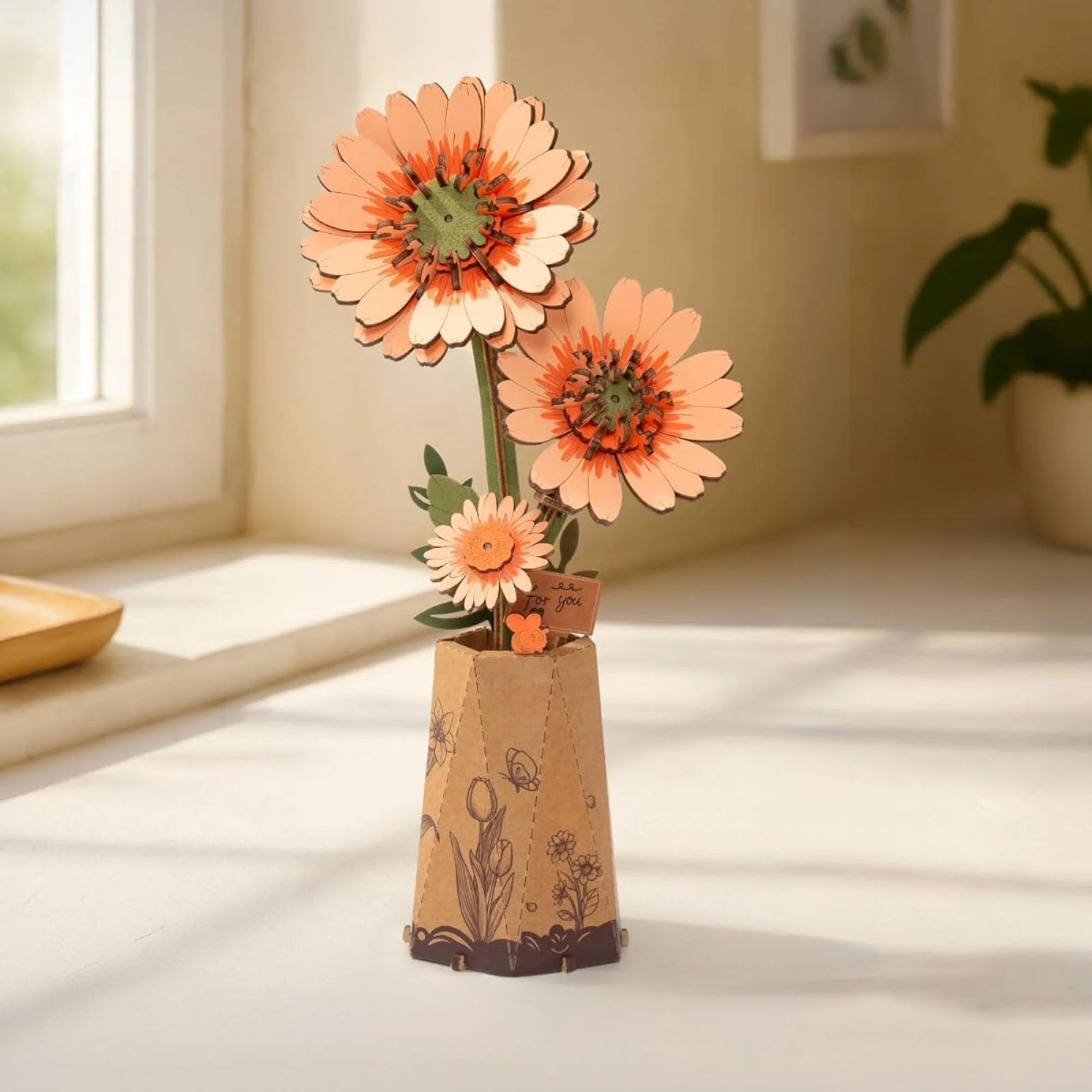 Rowood Wooden Bloom Craft - Miniatura Armable Flor Light Orange Gerbera - Image 2