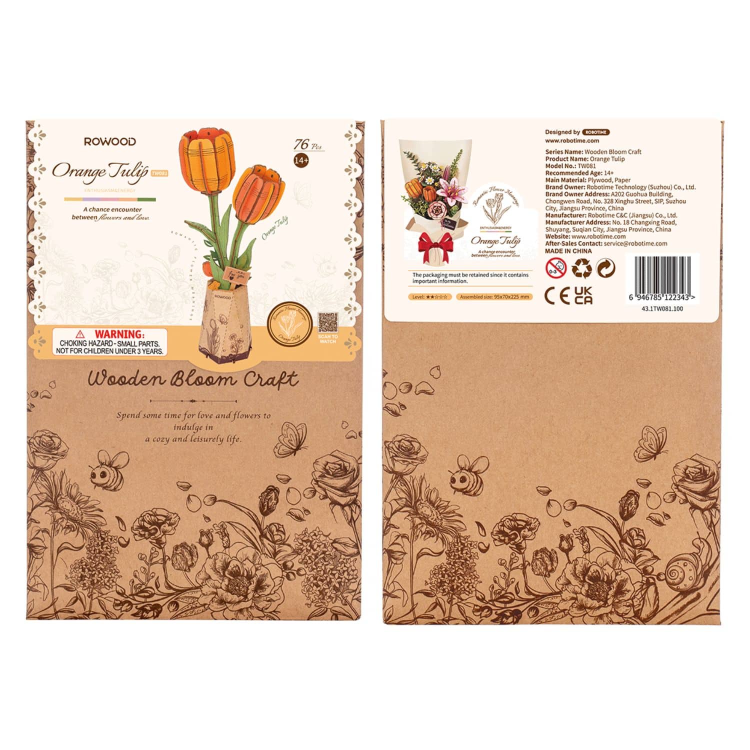 Rowood Wooden Bloom Craft - Miniatura Armable Flor Orange Tulip (Tulipán Naranja) - Image 8