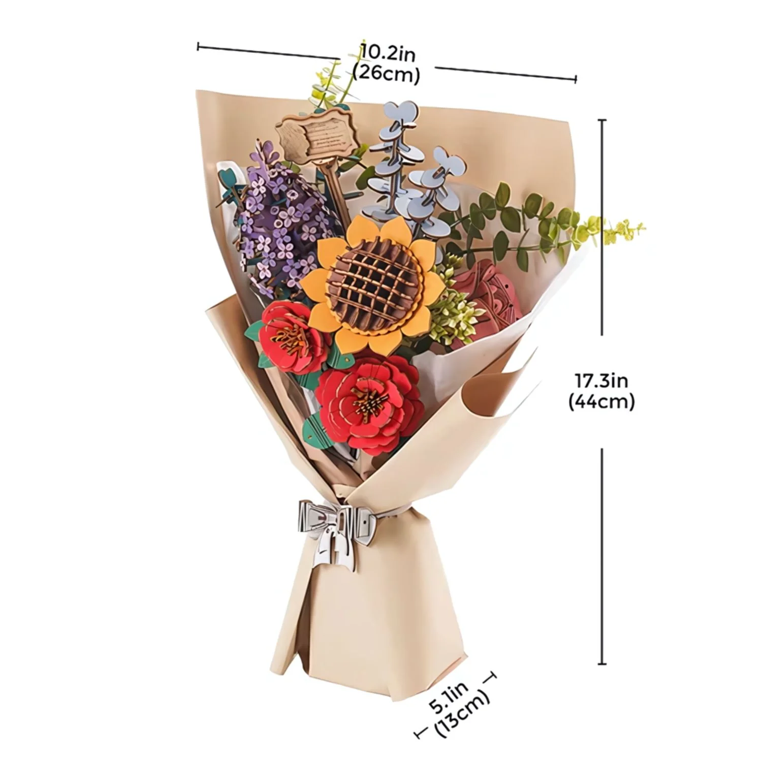 Rowood Wooden Bloom Craft - Miniatura Armable Flower Bouquet (Ramo de Flores) - Image 4