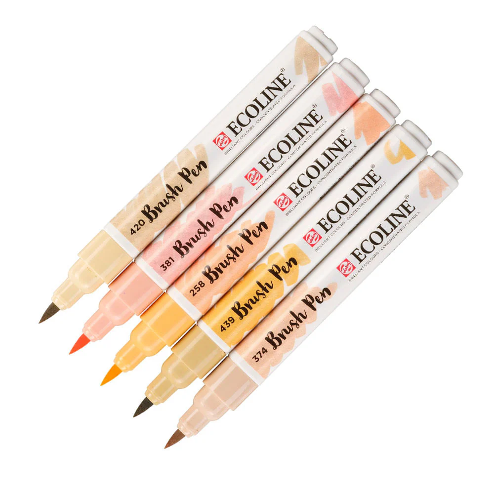 Royal Talens Ecoline - Set 5 Marcadores Brush Pen Beige Rosa - Image 2