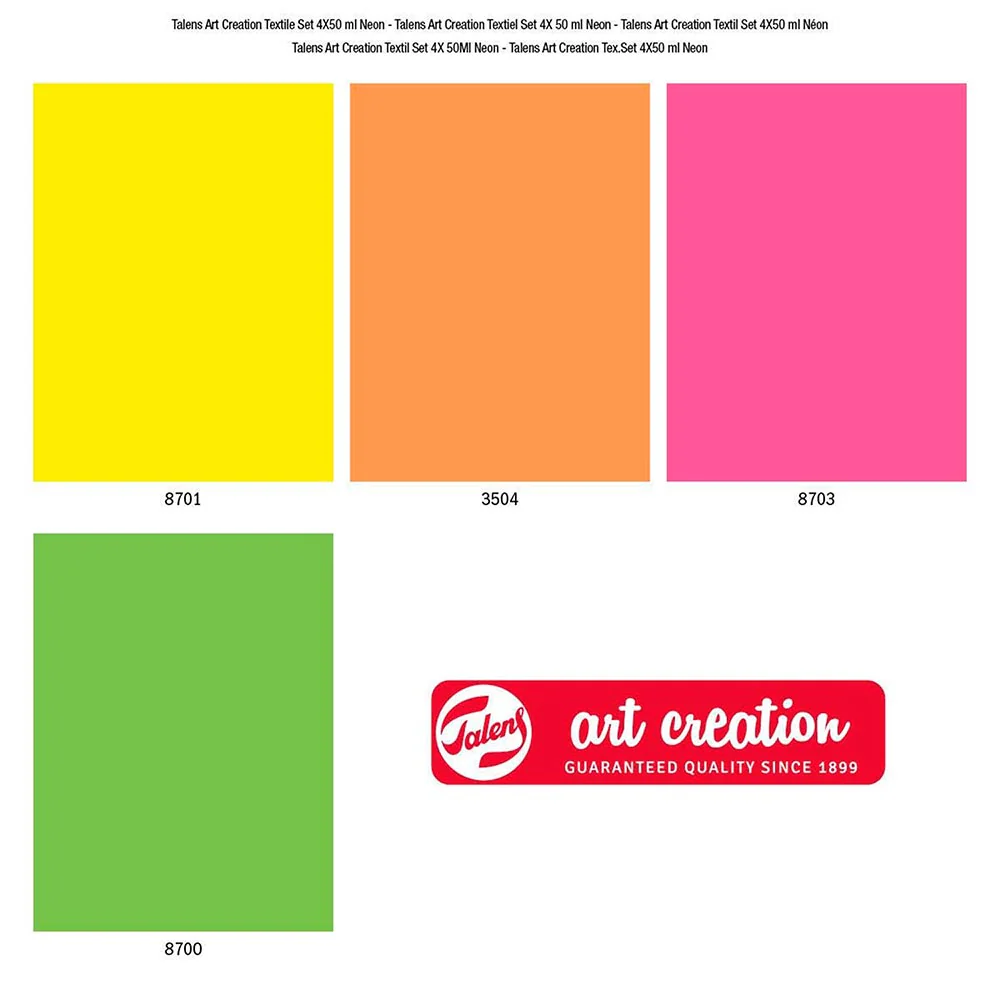 Talens Art Creation Textile - Set 4 Pintura Textil Neon 50 ml - Image 4