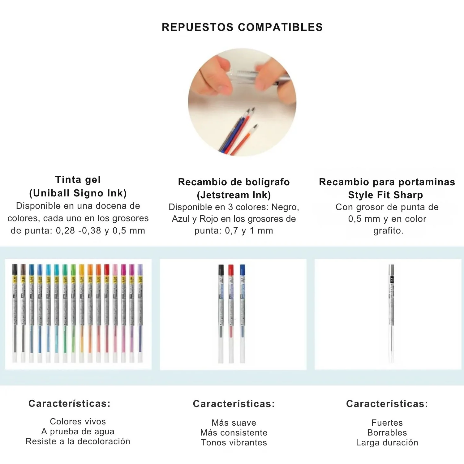 Uni Style Fit - Cuerpo de Bolígrafo con Clip para 3 Colores - Image 7