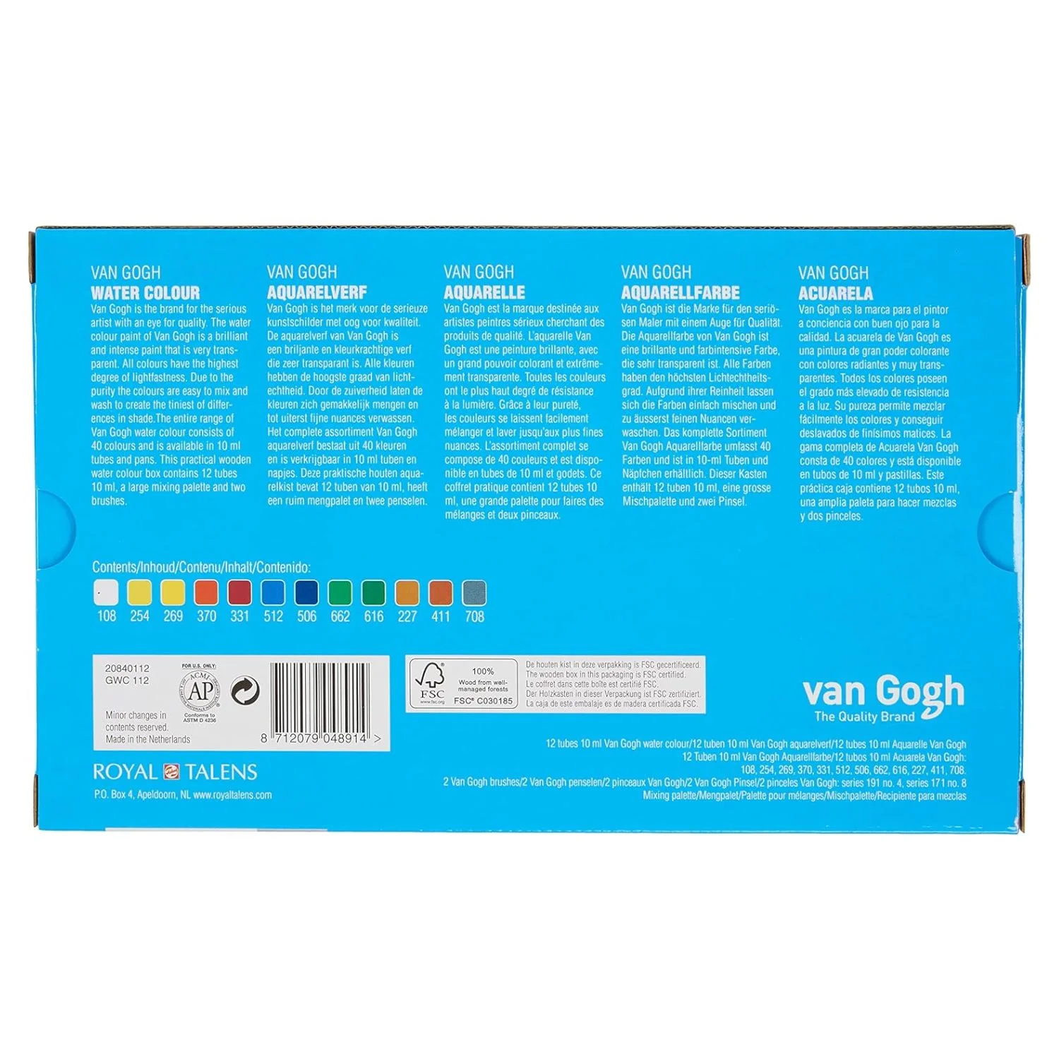 Van Gogh - Set 12 Acuarelas en Caja de Madera Tubos 10 ml + Accesorios - Image 8