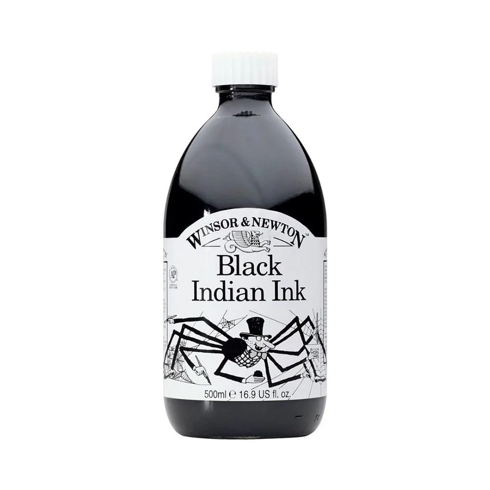 Winsor & Newton - Tinta para Dibujo Black Indian Ink, 500 ml